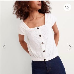 Madewell Crinkle knit button front top